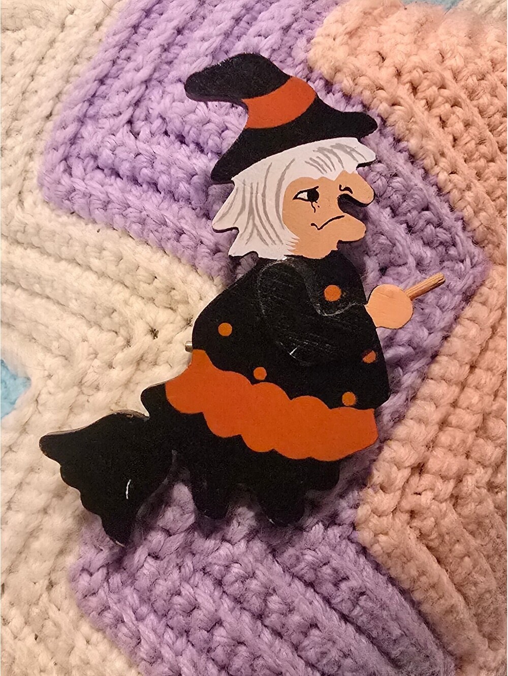 Witch Halloween Pin vintage handmade pin